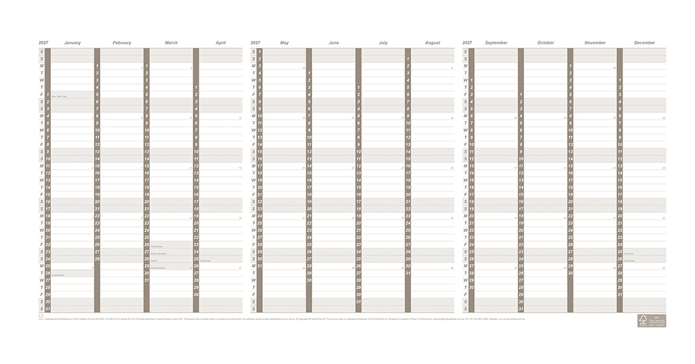 PLANNER 2027 UPWARD A4 FOLD OUT PAPER