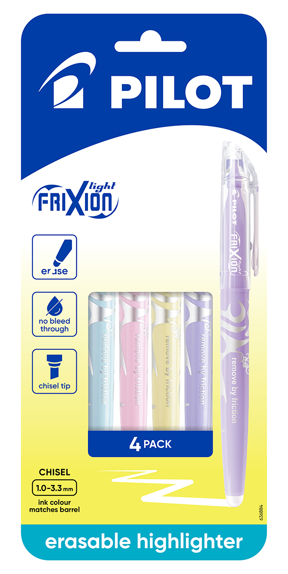 SP - PEN PILOT FRIXION ASST LIGHT SOFT CARD OF 4 BLUE, PINK, VIOLET, YELLOW