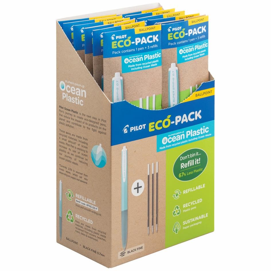 SP - PEN PILOT SUPER GRIP G OCEAN BP RETRACTABLE 0.7 FINE BLACK + 3 REFILLS