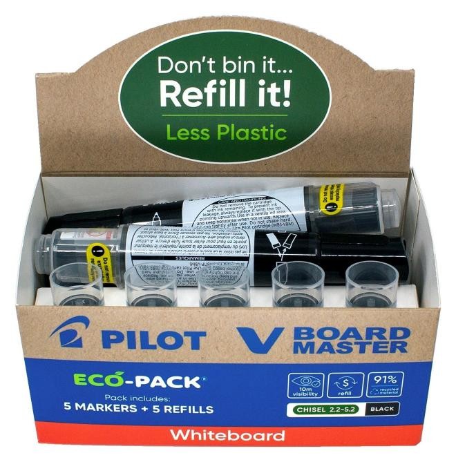 SP - MARKER WHITEBOARD PILOT V BOARD CHISEL BEGREEN 5 MARKER+5 REF ECO PK