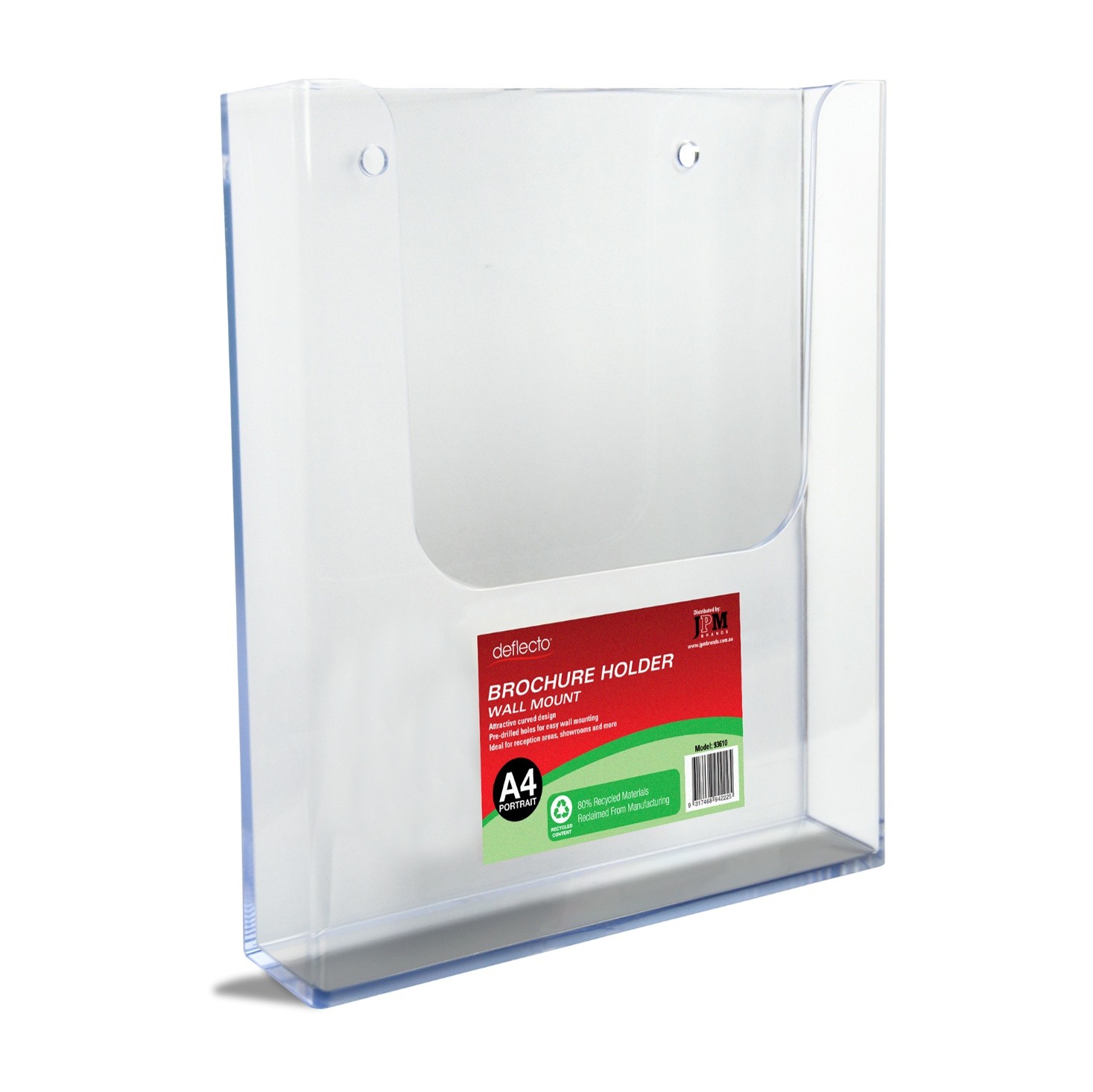 SP- BROCHURE HOLDER DEFLECTO A4 WALL MOUNT PORTRAIT CLEAR