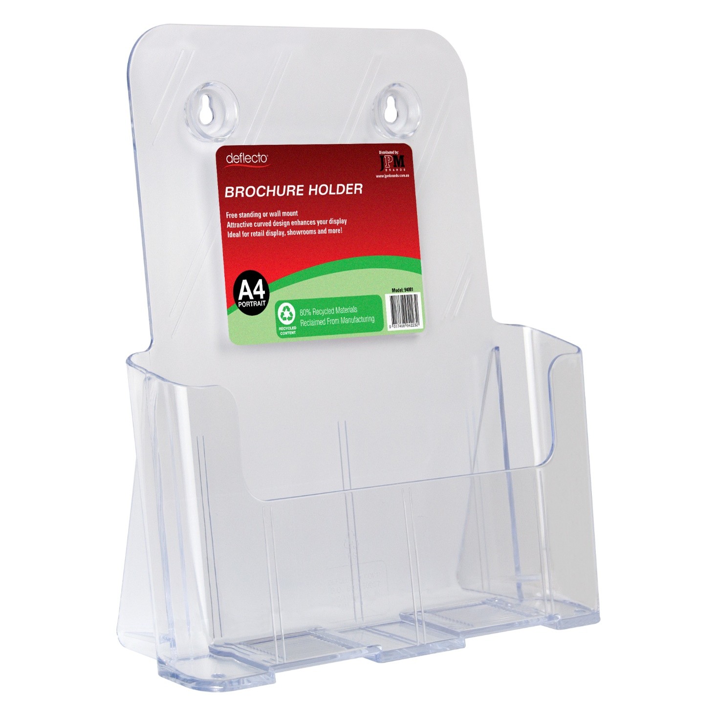 SP- BROCHURE HOLDER DEFLECTO A4 FREE STANDING PORTRAIT CLEAR