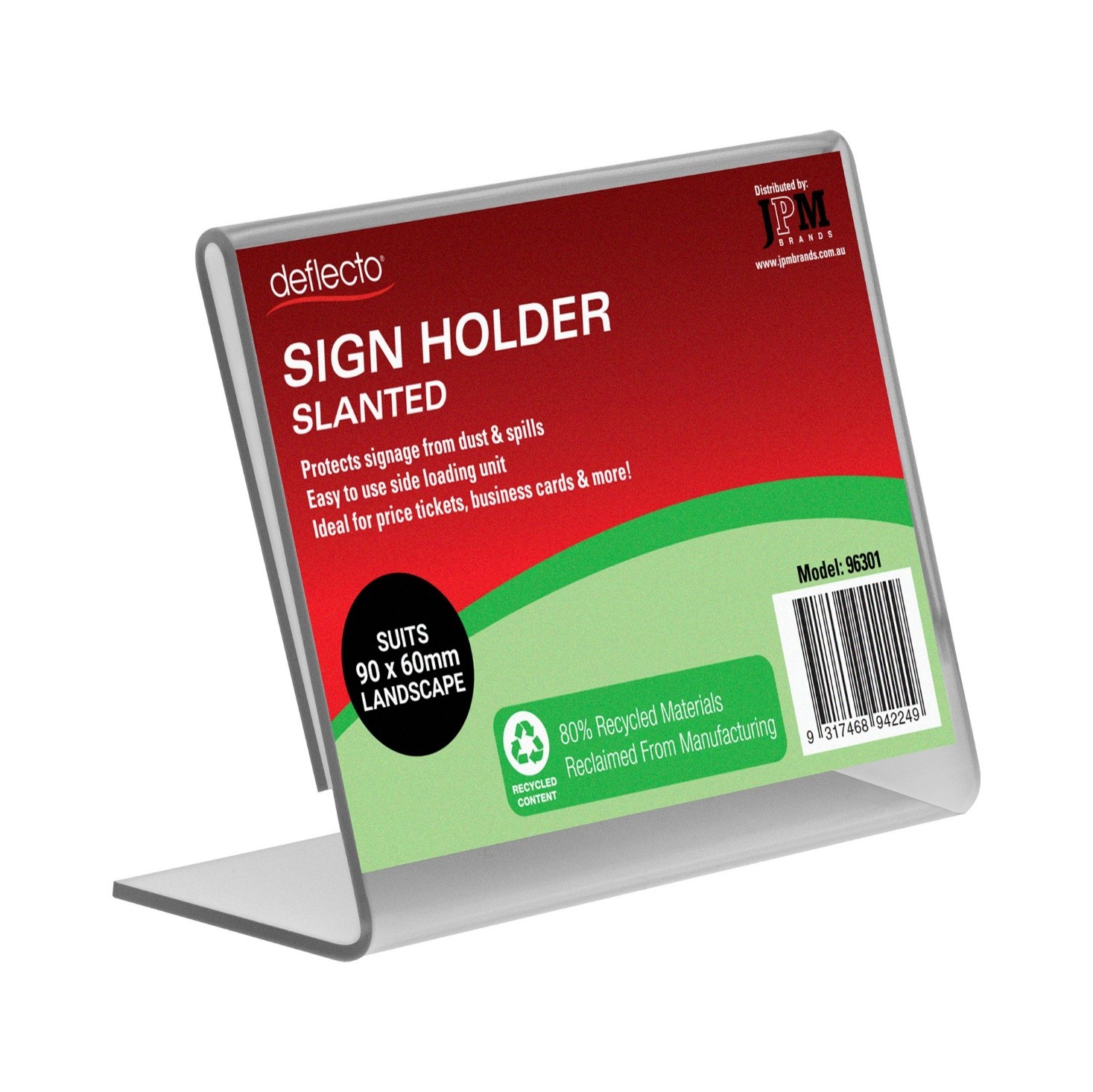SP- BUSINESS/PLACE CARD HOLDER DEFLECTO 90X60MM LANDSCAPE CLEAR