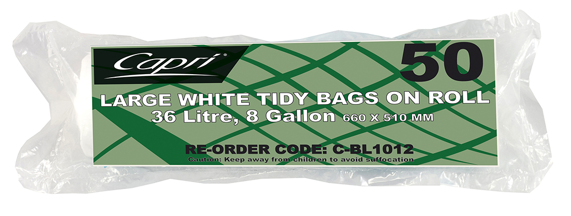 GARBAGE BAG HD BULK WHITE 580X660 9UM ROLL 50